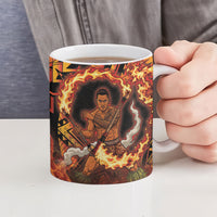 Samoa Siva Afi Dance Fireknife Ceramic Mug Samoan Tribal Motif Dancing in the Fire