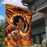 Samoa Siva Afi Dance Fireknife Garden Flag Samoan Tribal Motif Dancing in the Fire
