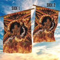 Samoa Siva Afi Dance Fireknife Garden Flag Samoan Tribal Motif Dancing in the Fire