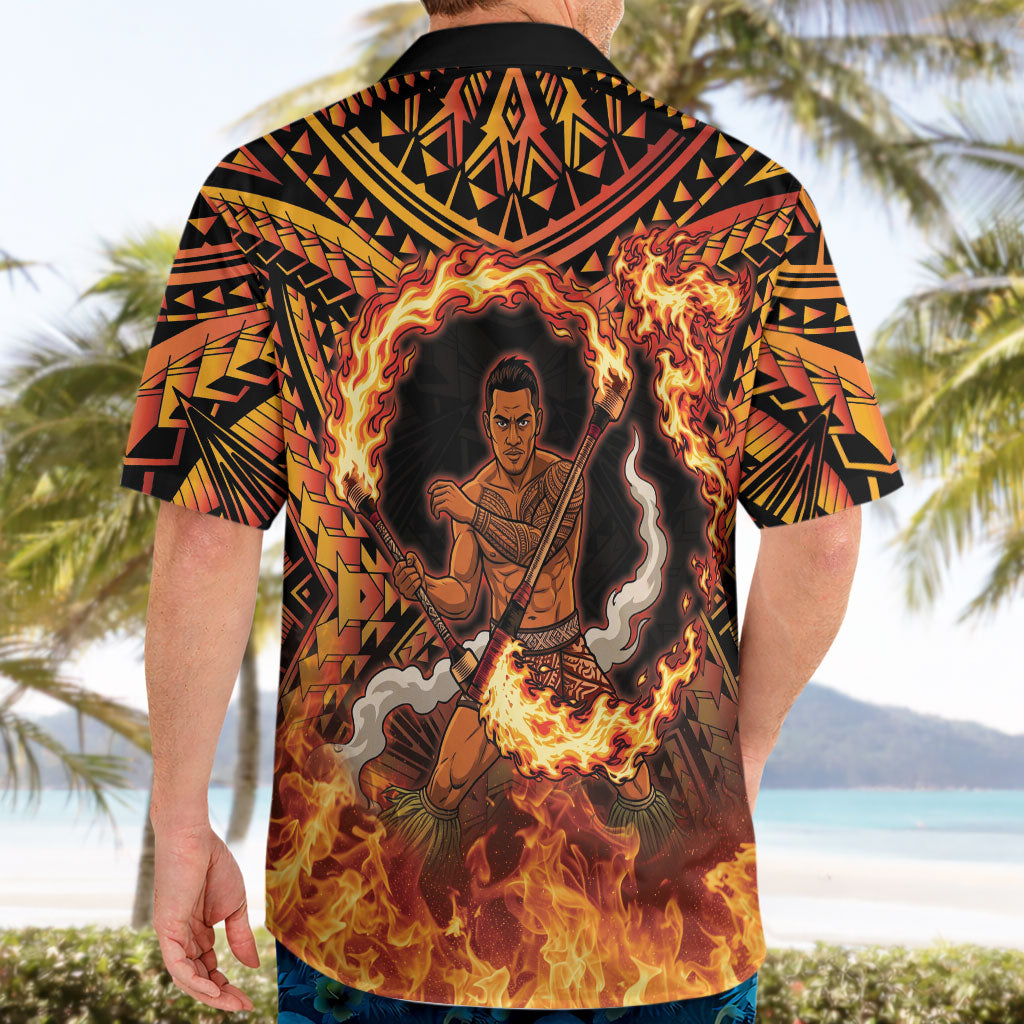Samoa Siva Afi Dance Fireknife Hawaiian Shirt Samoan Tribal Motif Dancing in the Fire