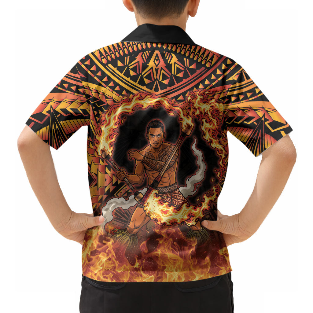 Samoa Siva Afi Dance Fireknife Hawaiian Shirt Samoan Tribal Motif Dancing in the Fire