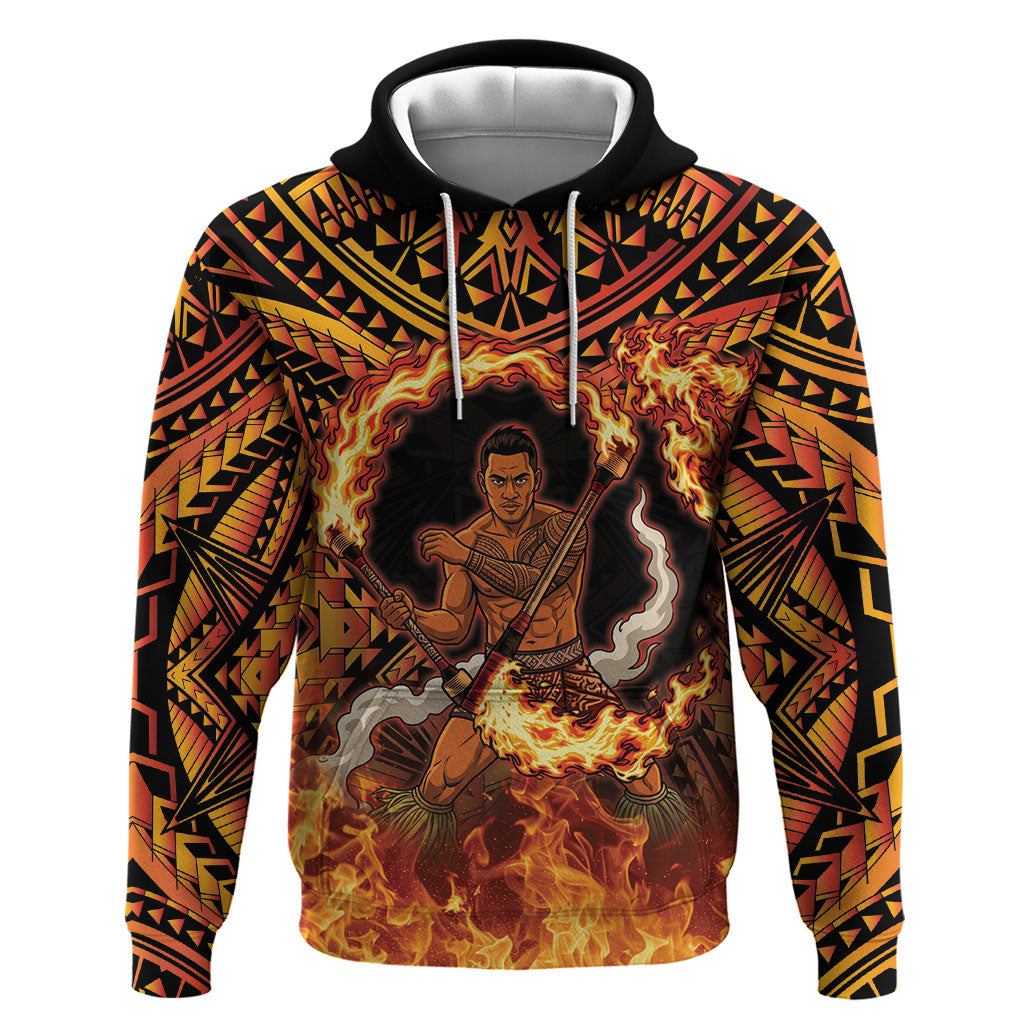 Samoa Siva Afi Dance Fireknife Hoodie Samoan Tribal Motif Dancing in the Fire LT9 Pullover Hoodie Red - Polynesian Pride