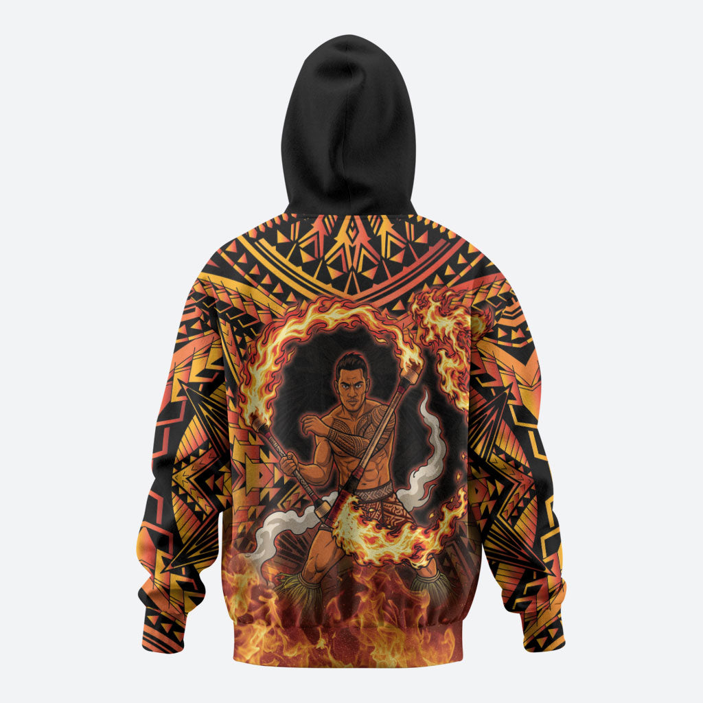 Samoa Siva Afi Dance Fireknife Hoodie Samoan Tribal Motif Dancing in the Fire