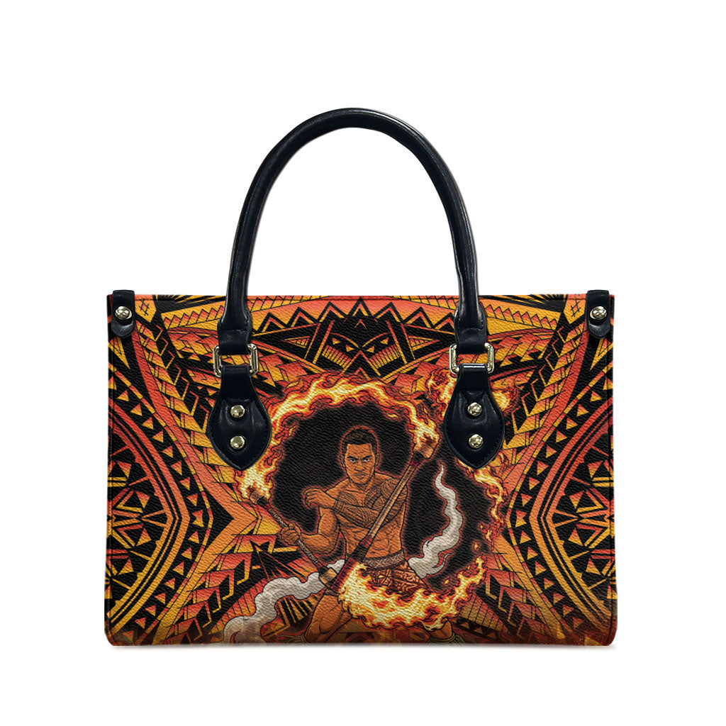 Samoa Siva Afi Dance Fireknife Leather Bag Samoan Tribal Motif Dancing in the Fire
