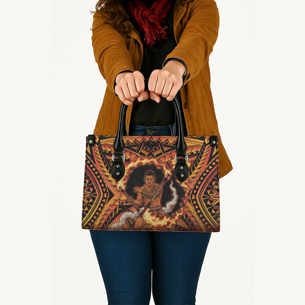 Samoa Siva Afi Dance Fireknife Leather Bag Samoan Tribal Motif Dancing in the Fire