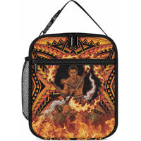 Samoa Siva Afi Dance Fireknife Lunch Bag Samoan Tribal Motif Dancing in the Fire LT9 10.2 × 8.3 × 4.3 inch Red - Polynesian Pride