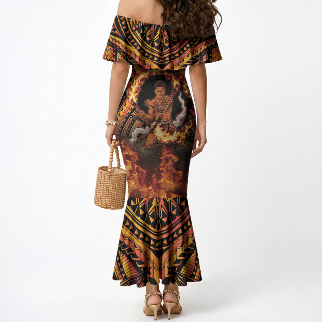 Samoa Siva Afi Dance Fireknife Mermaid Dress Samoan Tribal Motif Dancing in the Fire