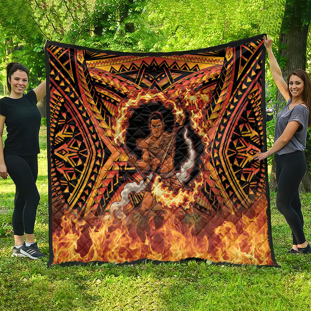 Samoa Siva Afi Dance Fireknife Quilt Samoan Tribal Motif Dancing in the Fire