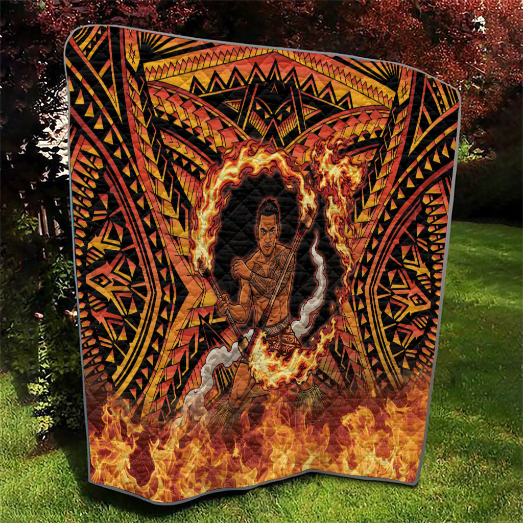 Samoa Siva Afi Dance Fireknife Quilt Samoan Tribal Motif Dancing in the Fire