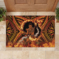 Samoa Siva Afi Dance Fireknife Rubber Doormat Samoan Tribal Motif Dancing in the Fire