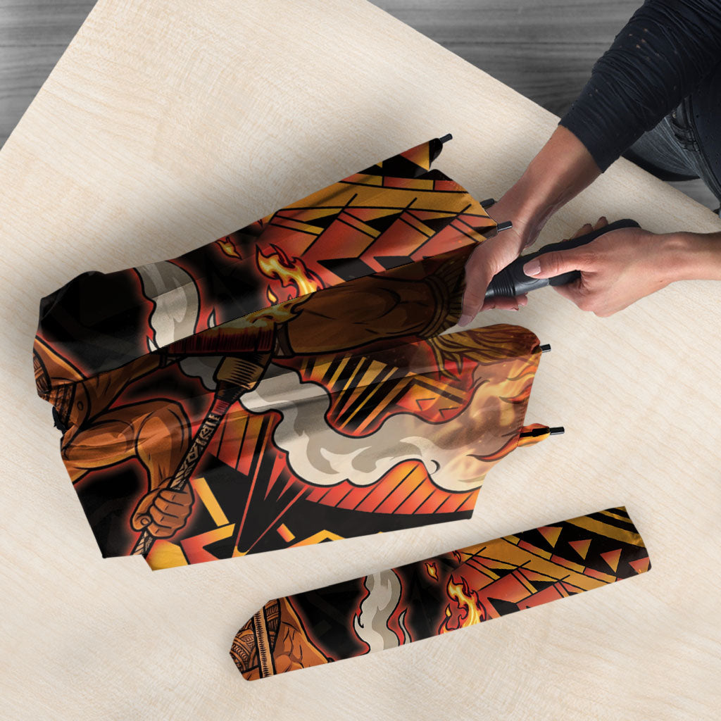 Samoa Siva Afi Dance Fireknife Umbrella Samoan Tribal Motif Dancing in the Fire