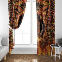 Samoa Siva Afi Dance Fireknife Window Curtain Samoan Tribal Motif Dancing in the Fire