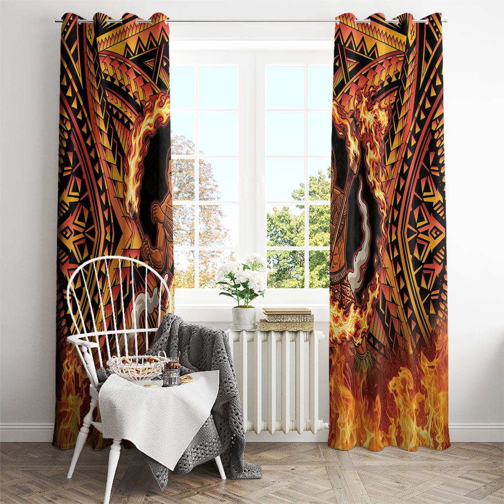 Samoa Siva Afi Dance Fireknife Window Curtain Samoan Tribal Motif Dancing in the Fire