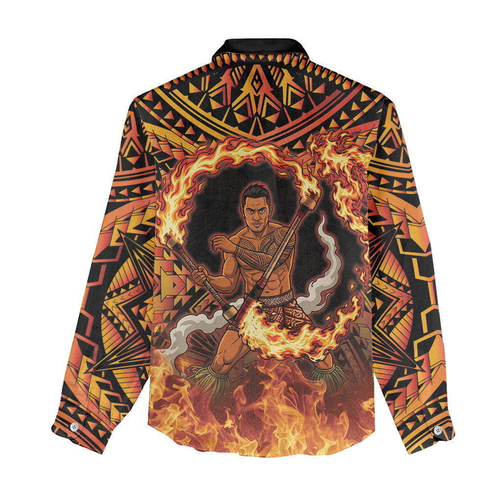 Samoa Siva Afi Dance Fireknife Women Casual Shirt Samoan Tribal Motif Dancing in the Fire