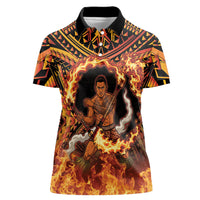 Samoa Siva Afi Dance Fireknife Women Polo Shirt Samoan Tribal Motif Dancing in the Fire