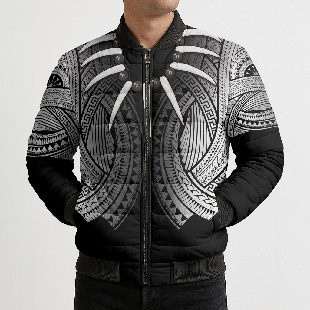Samoan Ula Nifo Afi Tribal Bomber Puffer Jacket Polynesian Pattern