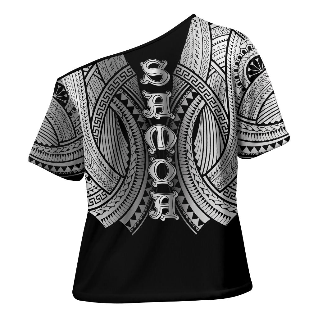 Samoan Ula Nifo Afi Tribal Cross Shoulder Shirt Polynesian Pattern