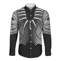 Samoan Ula Nifo Afi Tribal Long Sleeve Button Shirt Polynesian Pattern