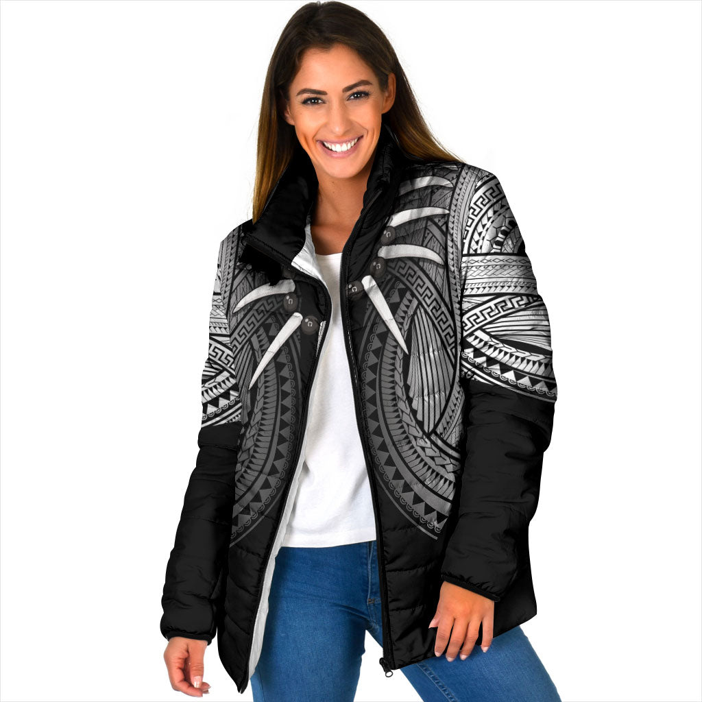 Samoan Ula Nifo Afi Tribal Padded Jacket Polynesian Pattern