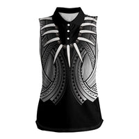 Samoan Ula Nifo Afi Tribal Women Sleeveless Polo Shirt Polynesian Pattern