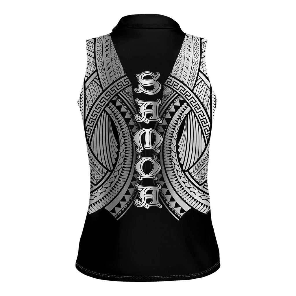 Samoan Ula Nifo Afi Tribal Women Sleeveless Polo Shirt Polynesian Pattern