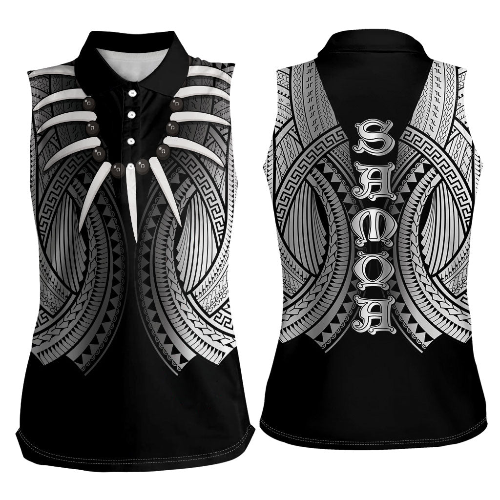 Samoan Ula Nifo Afi Tribal Women Sleeveless Polo Shirt Polynesian Pattern