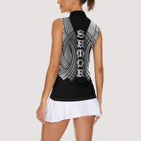 Samoan Ula Nifo Afi Tribal Women Sleeveless Polo Shirt Polynesian Pattern