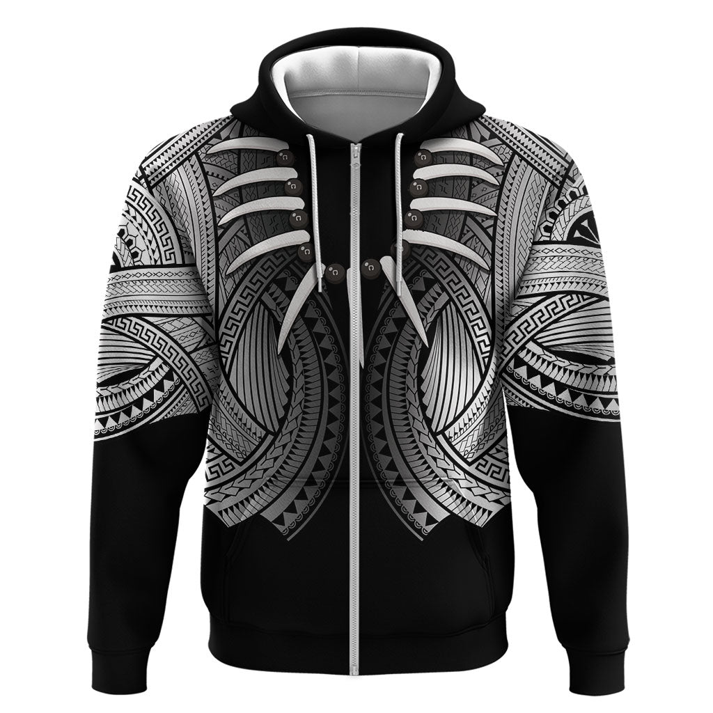 Samoan Ula Nifo Afi Tribal Zip Hoodie Polynesian Pattern LT9 Zip Hoodie Black - Polynesian Pride