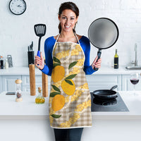 Maku'e Hawaiian Mango Palaka Apron Aloha Hibiscus Pikake Lei