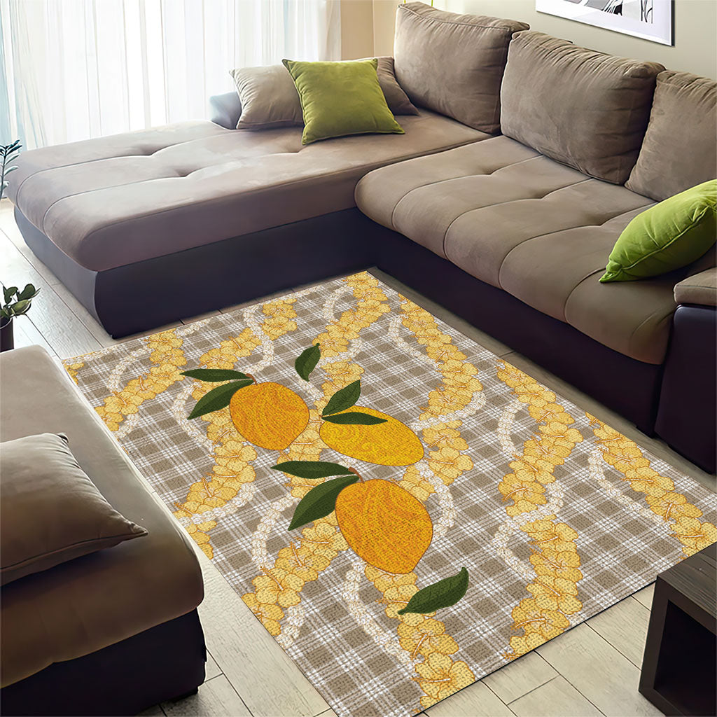 Maku'e Hawaiian Mango Palaka Area Rug Aloha Hibiscus Pikake Lei