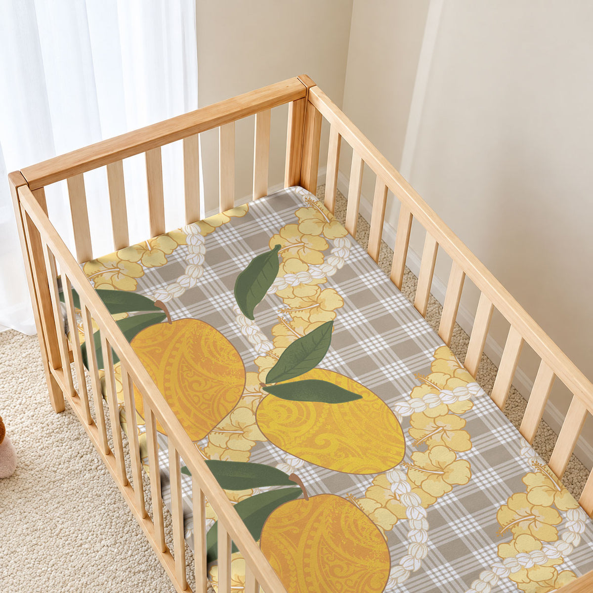 Maku'e Hawaiian Mango Palaka Baby Bed Cover Aloha Hibiscus Pikake Lei LT9 - Polynesian Pride