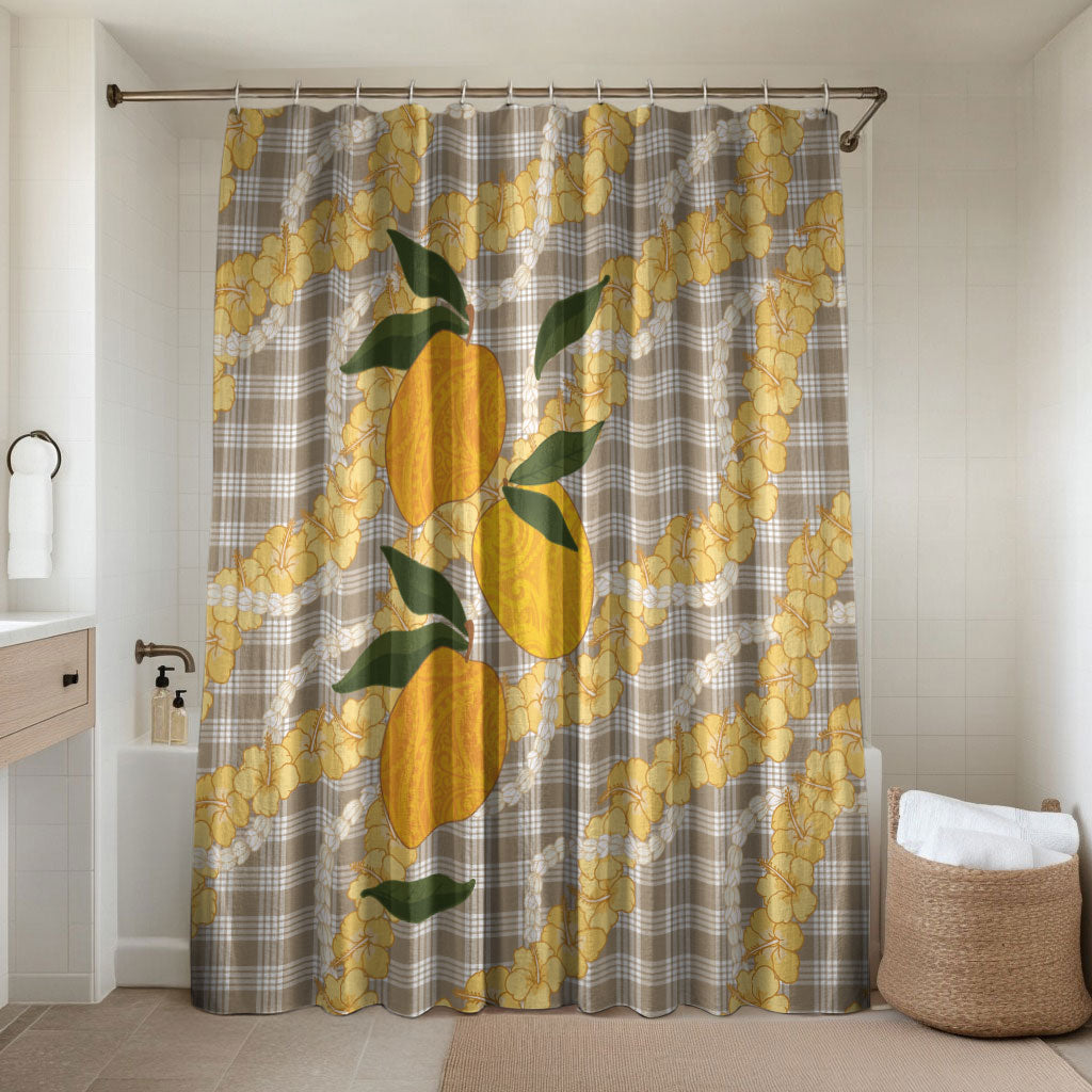 Maku'e Hawaiian Mango Palaka Bathroom Set Aloha Hibiscus Pikake Lei