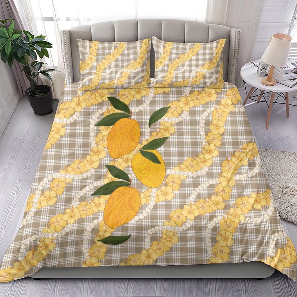 Maku'e Hawaiian Mango Palaka Bedding Set Aloha Hibiscus Pikake Lei
