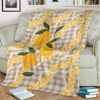 Maku'e Hawaiian Mango Palaka Blanket Aloha Hibiscus Pikake Lei
