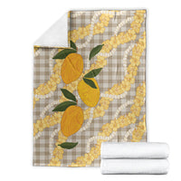 Maku'e Hawaiian Mango Palaka Blanket Aloha Hibiscus Pikake Lei