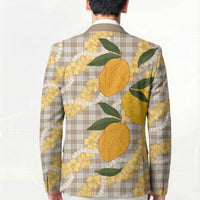 Maku'e Hawaiian Mango Palaka Blazer Aloha Hibiscus Pikake Lei