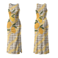 Maku'e Hawaiian Mango Palaka Couples Matching Tank Maxi Dress and Long Sleeve Button Shirt Aloha Hibiscus Pikake Lei
