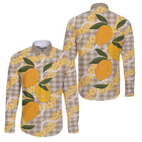 Maku'e Hawaiian Mango Palaka Family Matching Puletasi and Hawaiian Shirt Aloha Hibiscus Pikake Lei