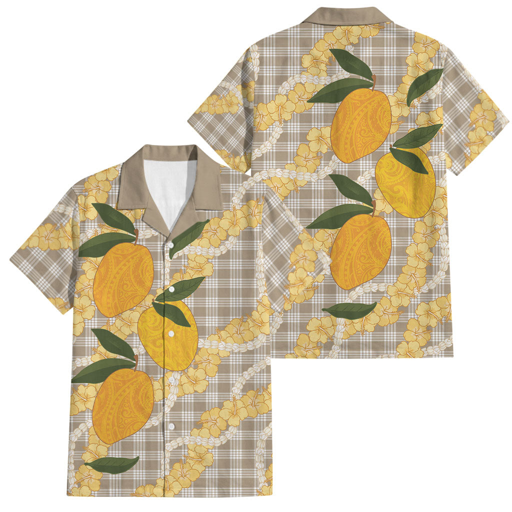 Maku'e Hawaiian Mango Palaka Family Matching Tank Maxi Dress and Hawaiian Shirt Aloha Hibiscus Pikake Lei