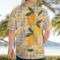 Maku'e Hawaiian Mango Palaka Hawaiian Shirt Aloha Hibiscus Pikake Lei