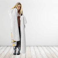 Maku'e Hawaiian Mango Palaka Hooded Blanket Aloha Hibiscus Pikake Lei