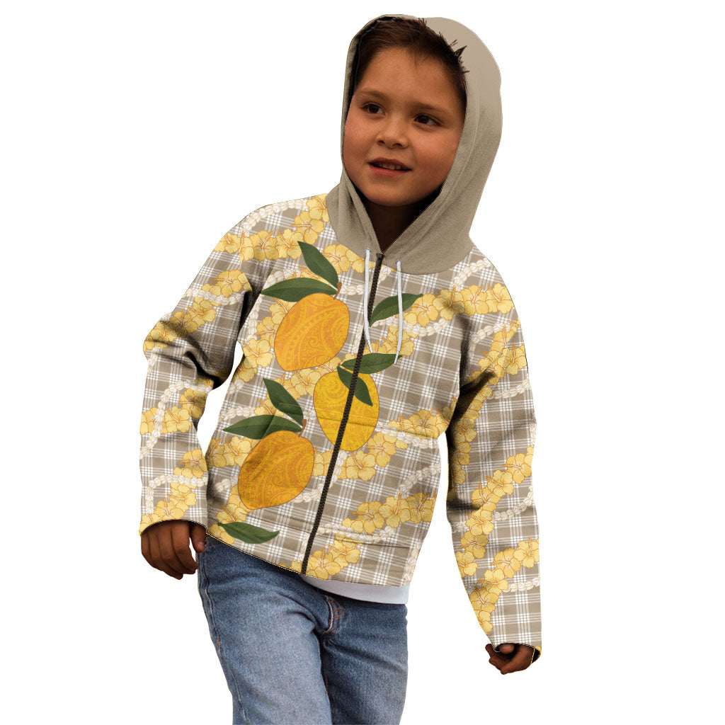 Maku'e Hawaiian Mango Palaka Kid Hoodie Aloha Hibiscus Pikake Lei