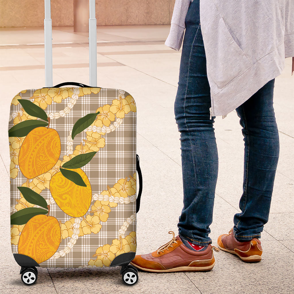 Maku'e Hawaiian Mango Palaka Luggage Cover Aloha Hibiscus Pikake Lei