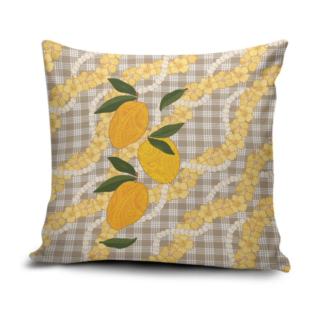 Maku'e Hawaiian Mango Palaka Pillow Cover Aloha Hibiscus Pikake Lei