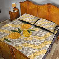 Maku'e Hawaiian Mango Palaka Quilt Bed Set Aloha Hibiscus Pikake Lei