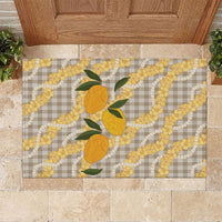 Maku'e Hawaiian Mango Palaka Rubber Doormat Aloha Hibiscus Pikake Lei