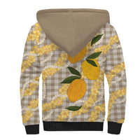 Maku'e Hawaiian Mango Palaka Sherpa Hoodie Aloha Hibiscus Pikake Lei