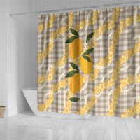 Maku'e Hawaiian Mango Palaka Shower Curtain Aloha Hibiscus Pikake Lei