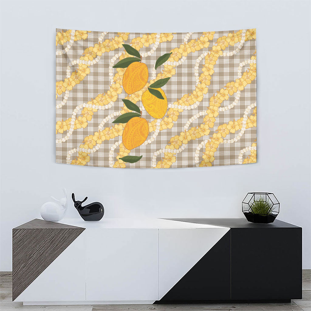 Maku'e Hawaiian Mango Palaka Tapestry Aloha Hibiscus Pikake Lei