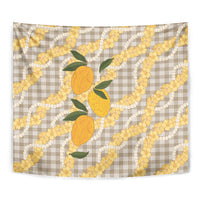 Maku'e Hawaiian Mango Palaka Tapestry Aloha Hibiscus Pikake Lei